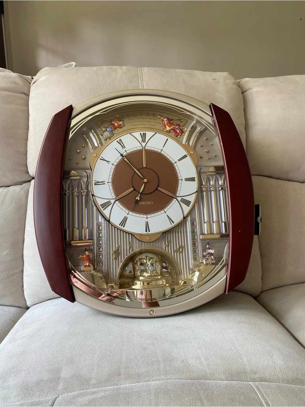 Seiko Brown and Gold Animated Musical Wall Clock
